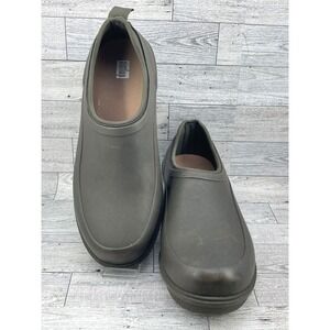 FitFlop Wonder Welly Slip On Clogs Shoes Women Olive Green Size 10